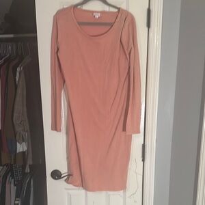 LuLaRoe Pink Long Sleeve Sheath Dress with Scoop Neck for Casual Wear